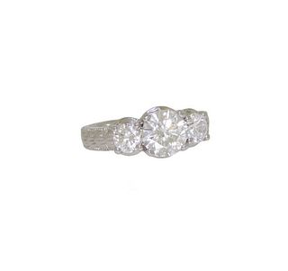 Platinum 3 Stone Diamond Ring Retail $19,500