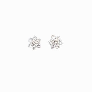 3.37TCW Round Diamond Cluster Earrings