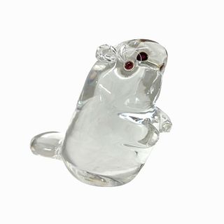 Steuben Crystal Art Glass Beaver with Garnet Eyes