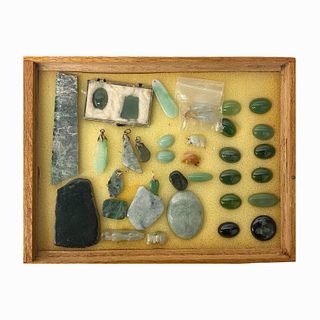 Jade Cabochon's in Wooden Display Box