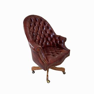 Chesterfield Burgundy Leather Office Chair