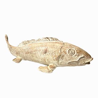 Hand Carved Wooden Coy Fish Sculpture