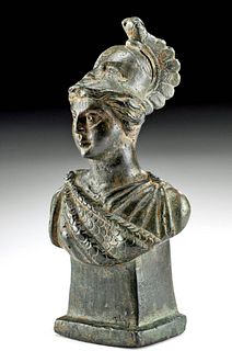 Superb Roman Leaded Bronze Bust of Minerva