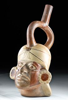 Moche Pottery Portrait Head Vessel
