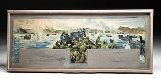 Signed W. Draper Painting WWII Combat, 1943