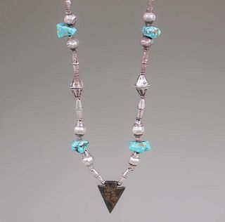 Vintage Navajo Sterling Silver & Turquoise Necklace