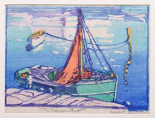 Margaret Patterson Woodblock Print "The Guinea Boat"