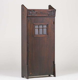 Arts & Crafts Hand-Carved Book Lovers Cabinet c1905