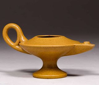 Fulper Pottery Matte Mustard #480 Roman Lamp c1910
