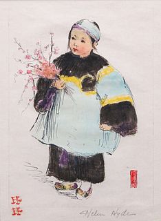 Helen Hyde Woodblock Japanese Girl c1905