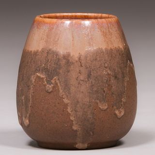 Small Fulper Pottery Brown Drip Glaze Vase c1910s