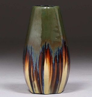 Fulper Pottery Seven-Sided Flambe Vase c1910