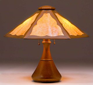Limbert Hammered Copper Six-Sided Lamp c1910
