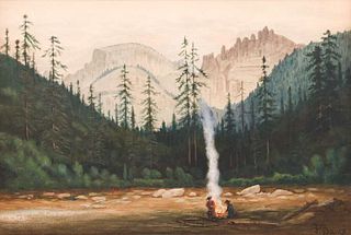 Frederick Bauer Half Dome Yosemite Watercolor c1900