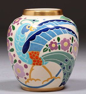 Arts & Crafts American Satsuma Decorated Vase c1920