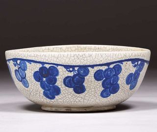 Dedham Pottery Grapevine Fruit Bowl c1910