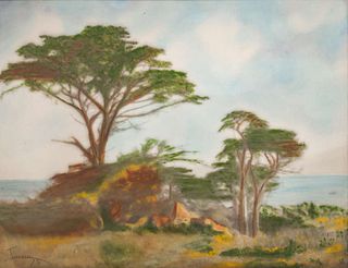 California Monterey Cypress Pastel 1921