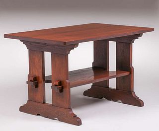 L&JG Stickley #593 Trestle Table c1910