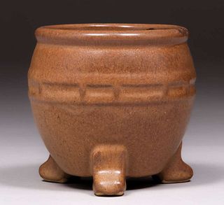 Fulper Pottery - Prang Three-Footed Matte Brown Vase