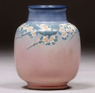 Rookwood Floral Vellum Vase ET Hurley 1929