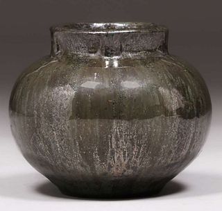 Fulper Pottery Mirror Black Vase c1910