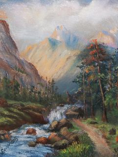 Carl Sammons Gouache Painting Sierra River c1920s