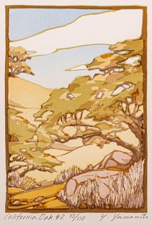 Yoshiko Yamamoto Woodblock Print "California Oak #2"