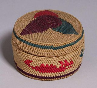 Northwest Coast Nootka Tribe Sea Serpent Covered Basket