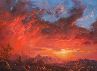 Contemporary Southwest Painting "Flaming Sunset"