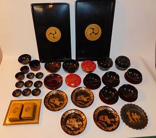 45 PIECES OLD JAPANESE LACQUERWARE