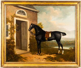 Charles Towne Equestrian Portrait Oil on Canvas
