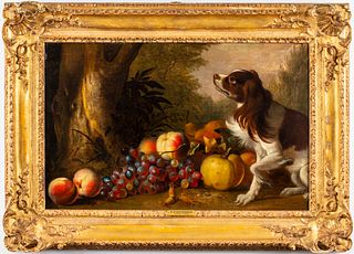 R.R. Reinagle Setter with Still Life Oil on Canvas