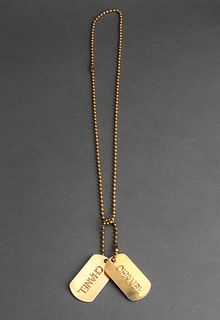 Chanel Double Dog Tag Gold-Tone Necklace