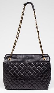 Chanel Black Quilted Leather Totebag