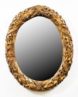 Italian Neoclassical Style Gilt Carved Oval Mirror