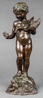 Milton Cohen "Child & Duck" Bronze Sculpture