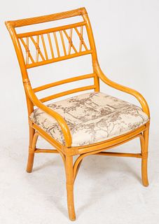 McGuire Bamboo Upholstered Arm Chair