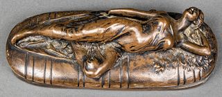 Poullain Colas Bronze Model Of A Reclining Woman