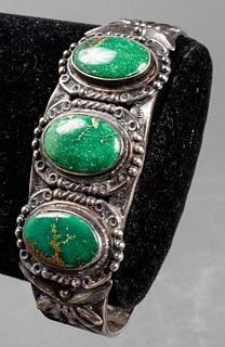 Native American Navajo Silver Turquoise Bracelet