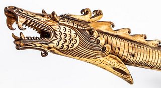 Chinese Carved Bone Dragon Form Dart Gun