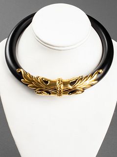 Inna Cytrine Wood & Gold-Tone Choker Necklace