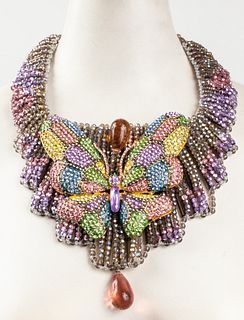 Vilaiwan Rhinestone Butterfly Pendant Necklace