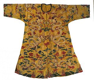 Yellow Embroidered Silk Robe