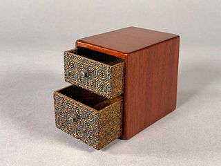 Japanese Miniature Wood and Lacquer Jewelry Box, Tasiho