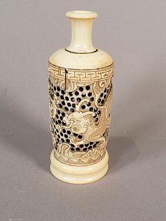 Chinese Carved Bone Miniature Vase