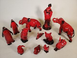 Large Lot of Royal Doulton Flambe Figures