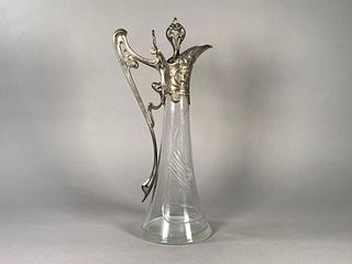 Crystal and Pewter Art Nouveau Claret Jug