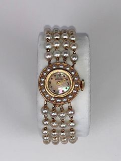 Lucien Piccard Pearl and Gold Dress Watch