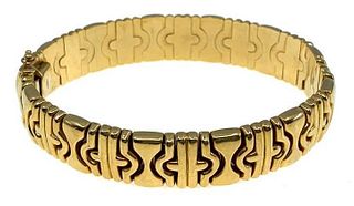 18K Yellow Gold Geometric Link Bangle Bracelet
