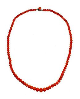 Natural Graduated Coral Necklace, c.1900